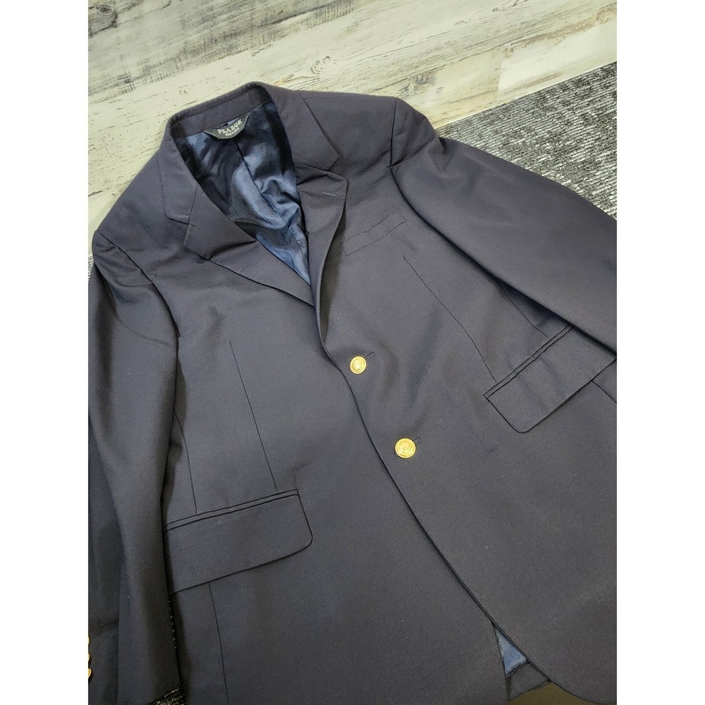 Jos. A. Bank Blazer Mens 42R Navy Blue Gold Button Wool Two Button Jacket‎